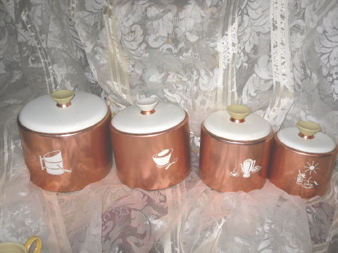 Vintage Mirro Copper Canister Set