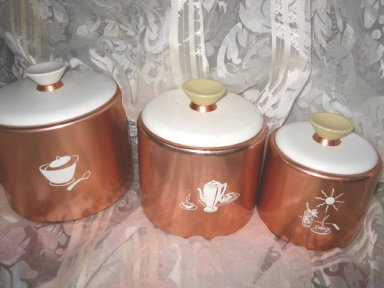 Vintage Mirro Copper Canister Set