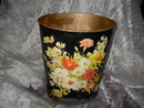 Vintage Metal Floral Waste Basket
