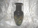 Vintage Brown Oriental Floral Porcelain Vase
