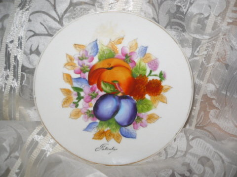 Vintage Hand Painted Porcelain Fruit Plate Wall Plague