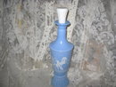 Vintage Blue & Milk Glass Decanter w/Greek Decoration