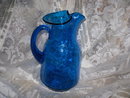 Vintage Large Blue Glass Pitcher