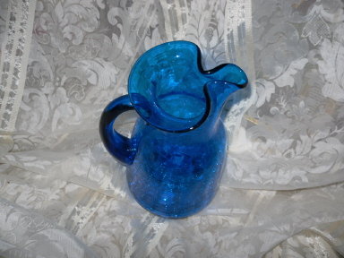Vintage Large Blue Glass Pitcher