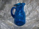 Vintage Large Blue Glass Pitcher