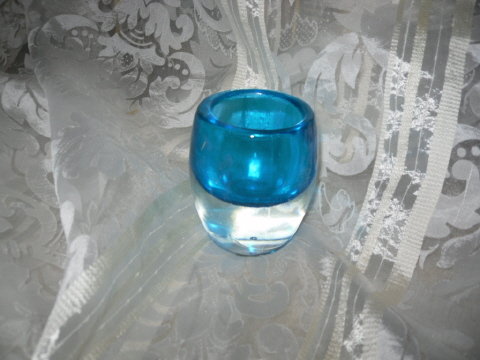 Vintage Blue Art Glass Vase Orrefors ? Whitefriars?