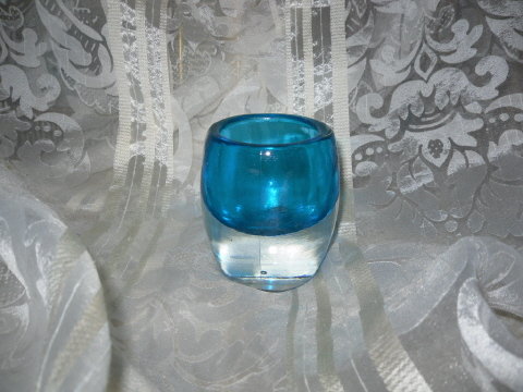 Vintage Blue Art Glass Vase Orrefors ? Whitefriars?