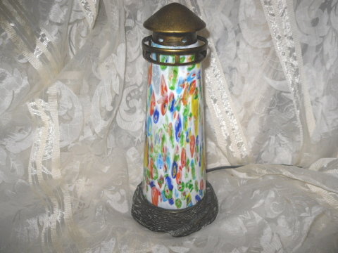 Art Glass Lighthouse Lamp