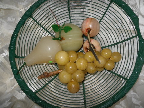 Vintage Carved Alabaster Fruit Set