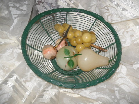 Vintage Carved Alabaster Fruit Set