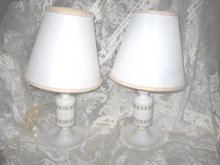 Vintage White Table Lamp Pair