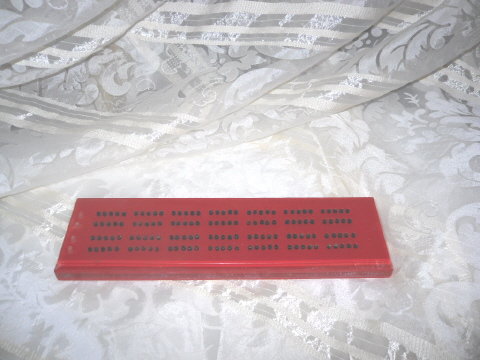 Vintage Cherry Red Bakelite Cribbage Board