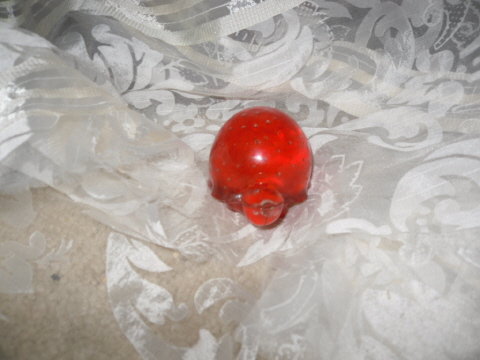 Vintage Red Art Glass Turtle Paperweight