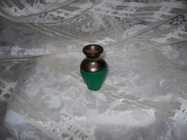Vintage Green & Bronze Glaze Pottery Vase