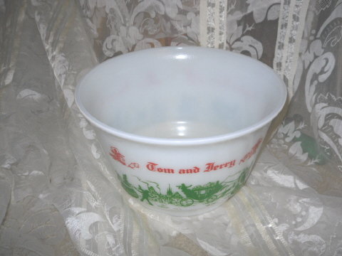 Vintage Milk Glass Christmas Punch Bowl