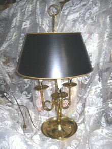 Vintage Brass Table Lamp w/Black Lamp Shade