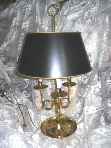 Vintage Brass Table Lamp w/Black Lamp Shade