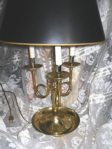 Vintage Brass Table Lamp w/Black Lamp Shade