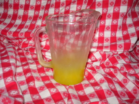 Vintage Glass Pitcher w/Yellow Frosted Base