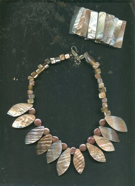 Hand Made Pink Mother of Pearl Leaf Necklace