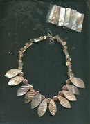 Hand Made Pink Mother of Pearl Leaf Necklace