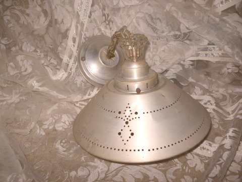 Vintage Aluminum & Glass Ceiling Light Fixture
