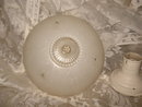 Antique 3 Chain Light Fixture w/Glass Dish Shade