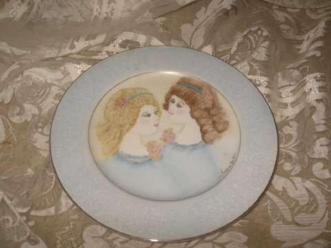 Vintage Hand Painted Ladies Porcelain Plate