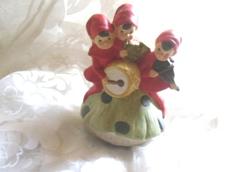 Vintage Musical Porcelain Pixie Figurine