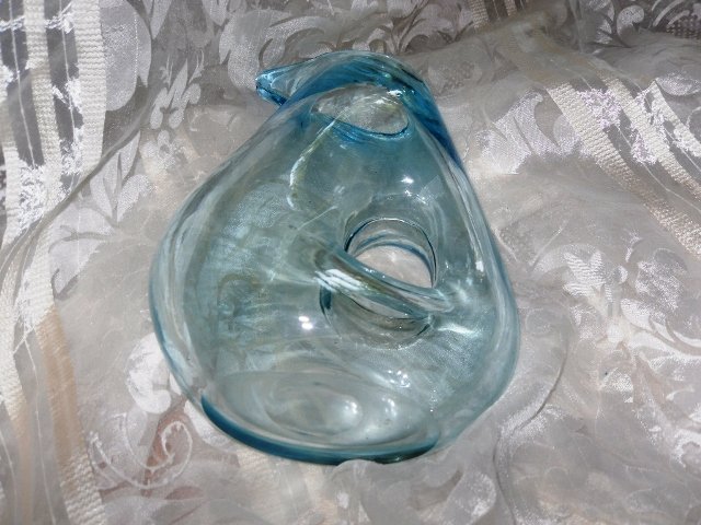 Abstract Teardrop Hand Blown Glass Pitcher or Vase
