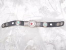 Vintage Black Leather & Turquoise Bracelet