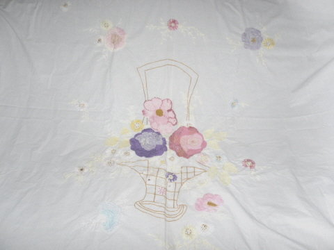 Vintage Hand Crochet Coverlet w/Crochet Lace
