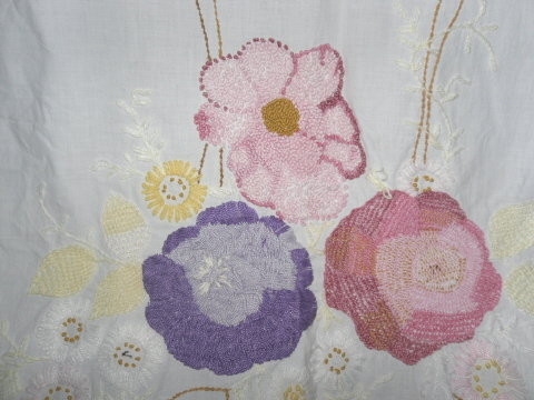Vintage Hand Crochet Coverlet w/Crochet Lace