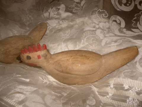 Vintage Pair Hand Carved Wood Birds