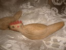 Vintage Pair Hand Carved Wood Birds