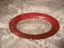 Vintage Cranberry & Clear Glass Platter