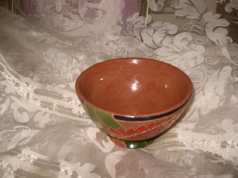 Vintage High Glaze Redware Terra Cotta Pottery Bowl