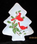 Lefton Tree-Shaped Candy Dish with Cardinals
