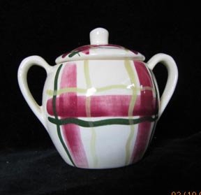 Purinton Normandy Plaid Sugar Bowl With Lid