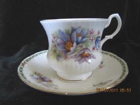 Queens May Flower of the Month Cup and Saucer