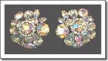 Weiss Aurora Borealis Clip Earrings Signed 1950's