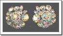 Weiss Aurora Borealis Clip Earrings Signed 1950's