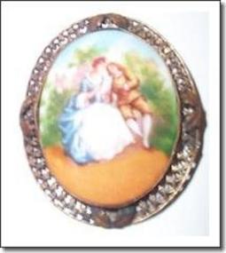 Porcelain Pin Czechoslovakian Hand-Painted