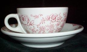 Sterling China Red Transfer Restaurant Cup and Saucer