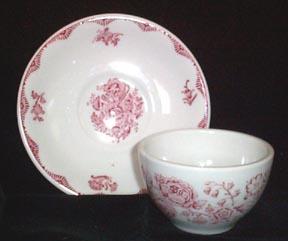 Sterling China Red Transfer Restaurant Cup and Saucer