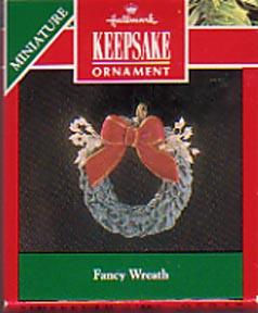 Hallmark Christmas Miniature Ornament - Fancy Wreath 1991