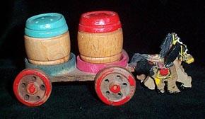 Salt and Pepper Shakers Wooden Horse and Wagon