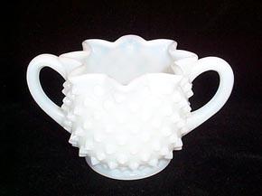 Fenton Milk Glass Hobnail Creamer and Sugar