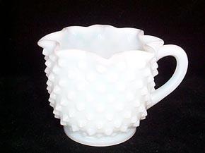 Fenton Milk Glass Hobnail Creamer and Sugar