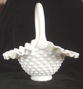 Milk Glass Basket Fenton Hobnail